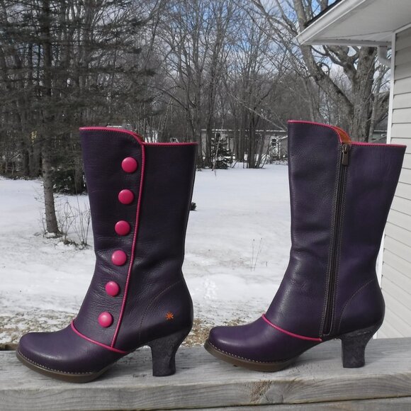 Art Gaucho Ceraza Harlem heeled leather boot in plum crazy and Fushia size EU 40 - Picture 2 of 16